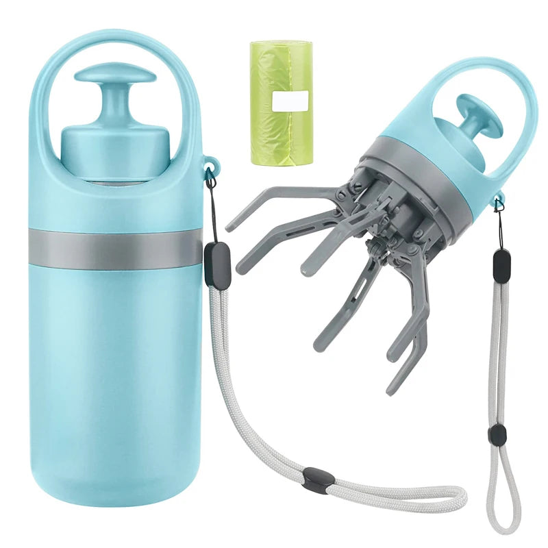 Dog Pooper Scooper with Bag Dispenser – 8-Claw Portable Pet Waste Picker