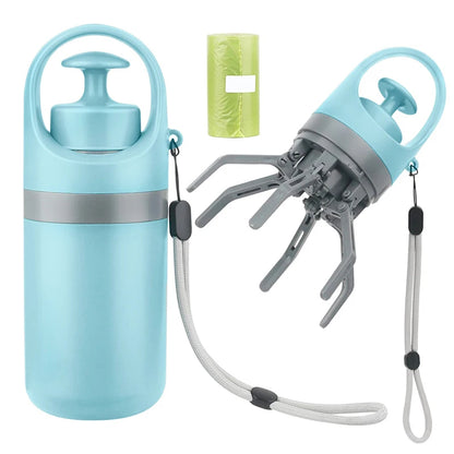Dog Pooper Scooper with Bag Dispenser – 8-Claw Portable Pet Waste Picker