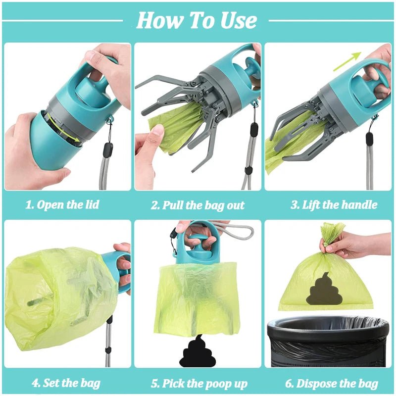 Dog Pooper Scooper with Bag Dispenser – 8-Claw Portable Pet Waste Picker - KUUFA | Galaxy Projector